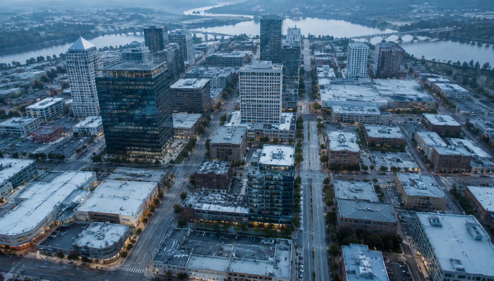 Aerial view of a commercial property portfolio